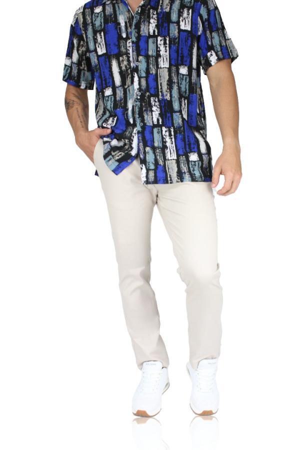 Pantalón Color Arena Stretch Slim Fit De Algodón Para Caballero